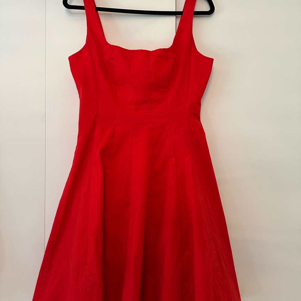 STAUD Wells Stretch Poplin Fit & Flare Dress